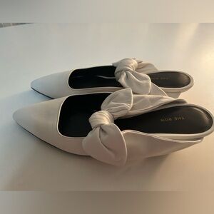 The Row “Coco” Mules, White Leather Kitten Heels NWT